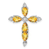 Pear Gemstone & Diamond Cross Chain Slides