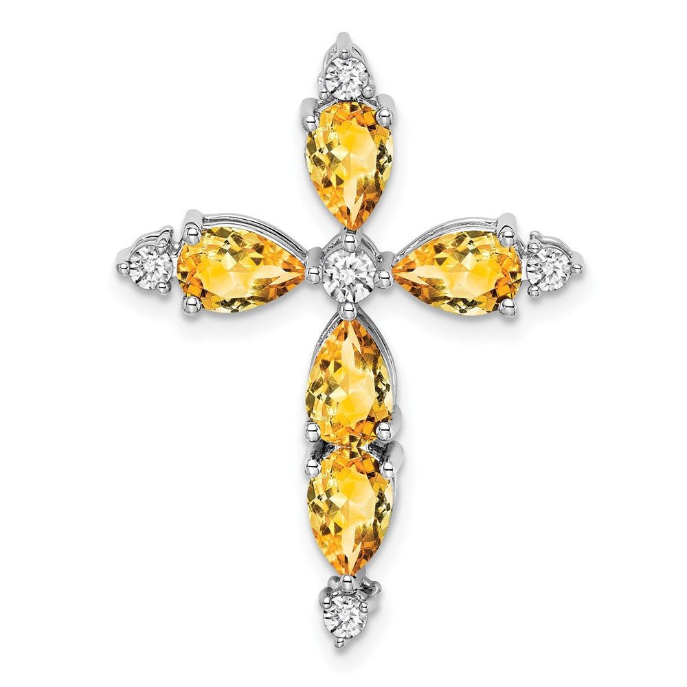 Pear Gemstone & Diamond Cross Chain Slides