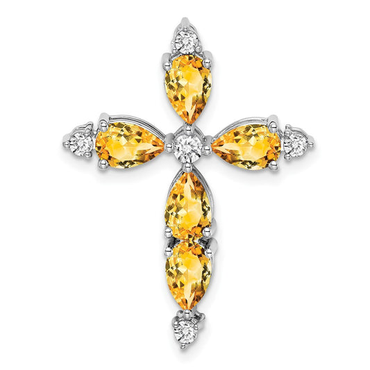 Pear Gemstone & Diamond Cross Chain Slides