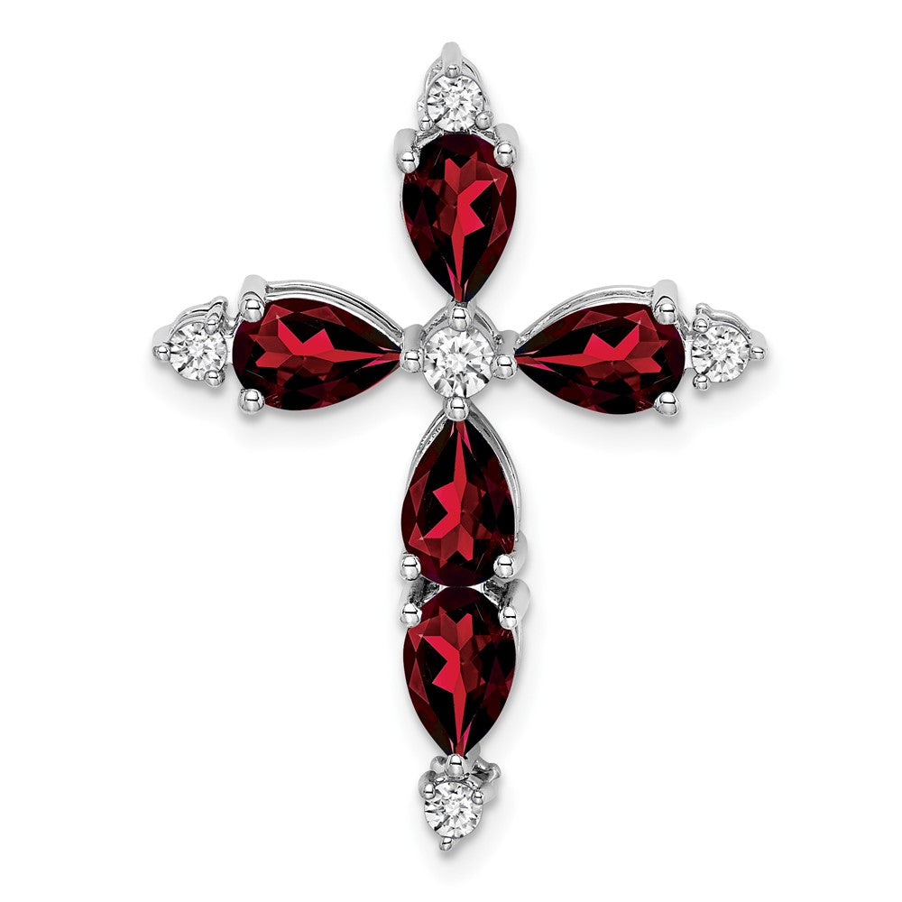 Pear Gemstone & Diamond Cross Chain Slides