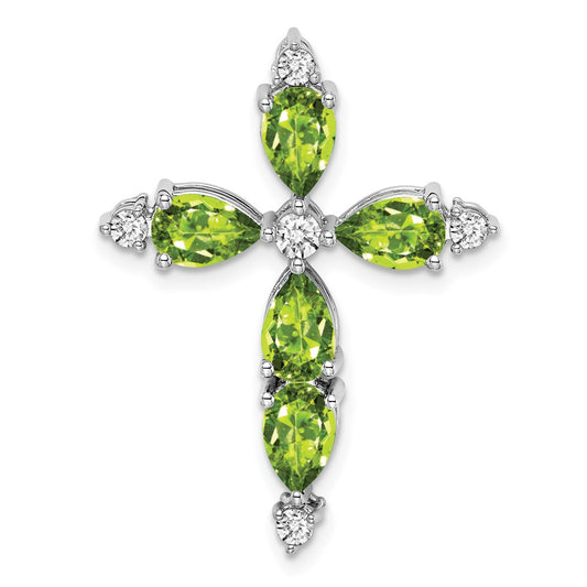 Pear Gemstone & Diamond Cross Chain Slides