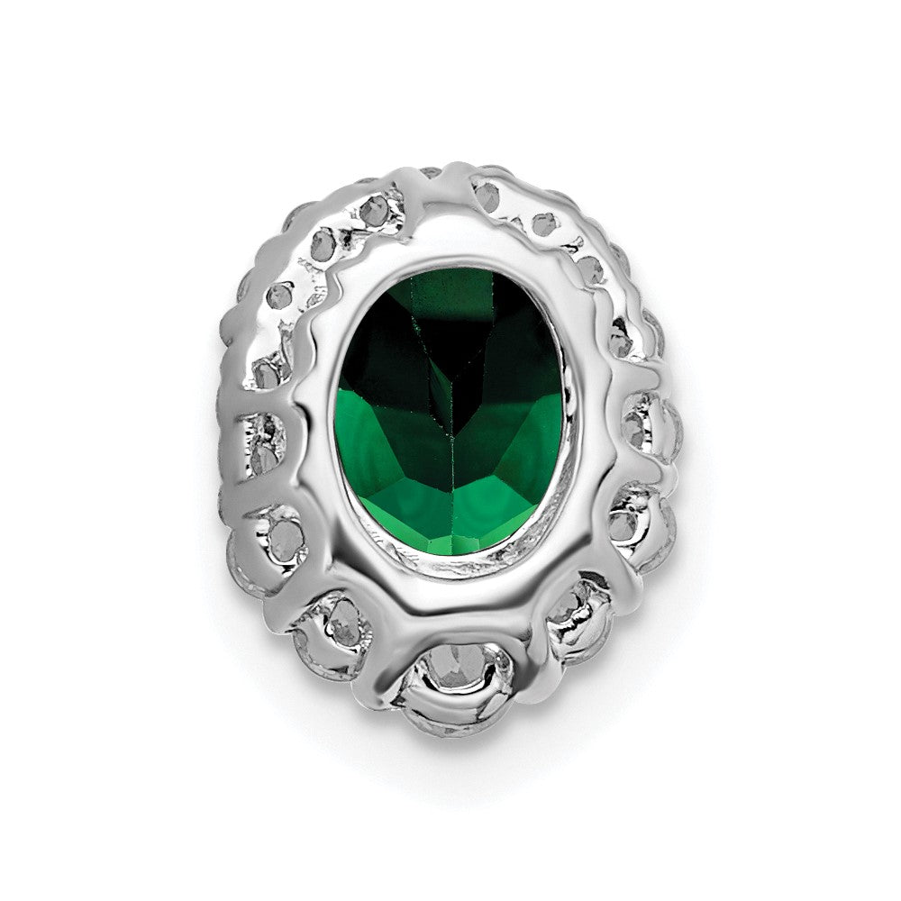 Oval Created Gemstone & LG Diamond Halo Pendants