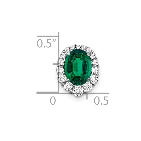 Oval Created Gemstone & LG Diamond Halo Pendants