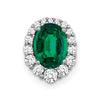 Oval Created Gemstone & LG Diamond Halo Pendants