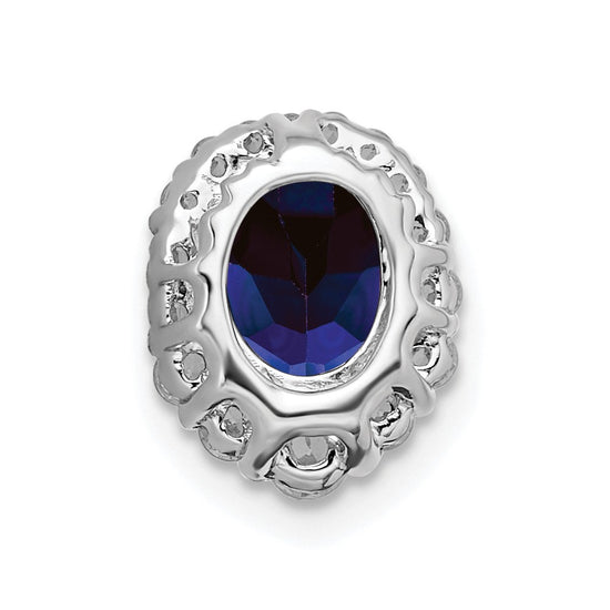 Oval Created Gemstone & LG Diamond Halo Pendants