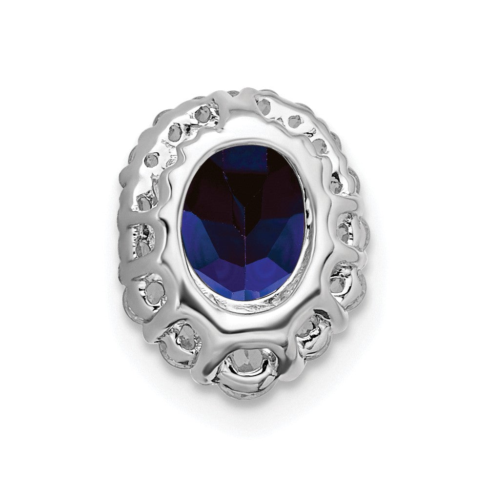 Oval Created Gemstone & LG Diamond Halo Pendants