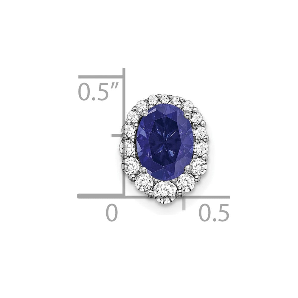 Oval Created Gemstone & LG Diamond Halo Pendants