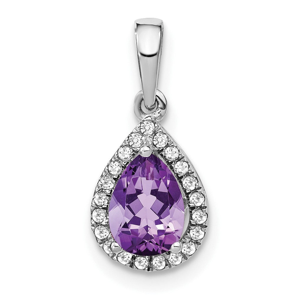 Pear Gemstone and Diamond Halo Pendants