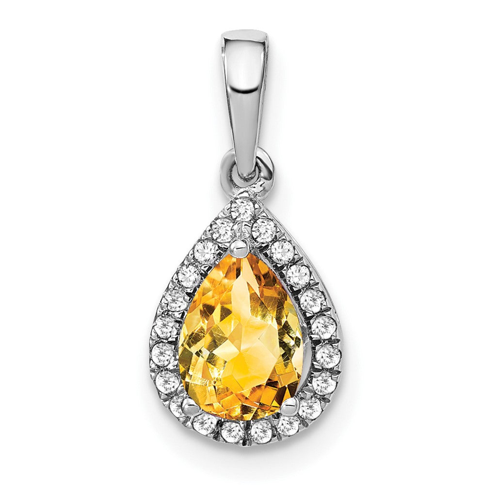 Pear Gemstone and Diamond Halo Pendants