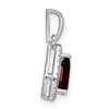 14k White Gold 7x5mm Pear Garnet and Diamond Halo Pendant