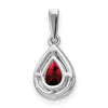 14k White Gold 7x5mm Pear Garnet and Diamond Halo Pendant