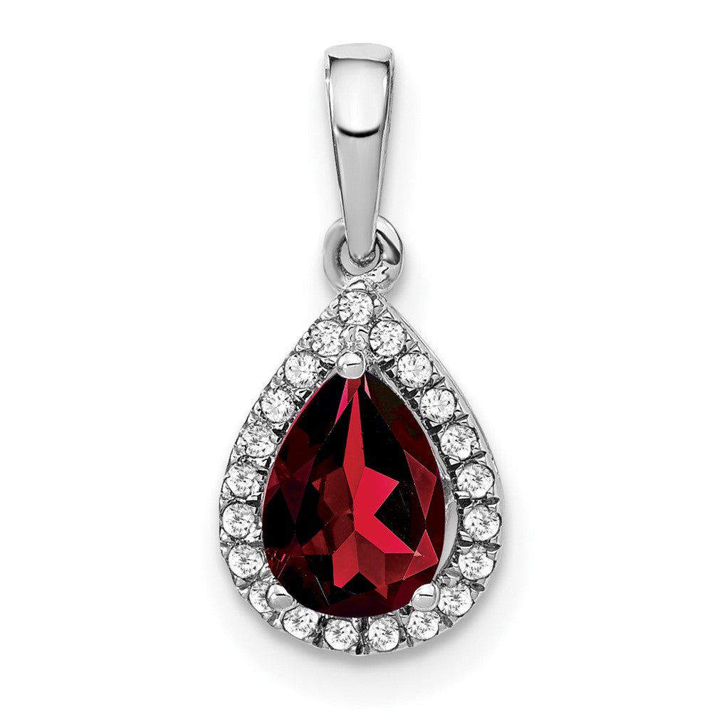 Pear Gemstone and Diamond Halo Pendants