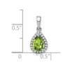 14k White Gold 7x5mm Pear Peridot and Diamond Halo Pendant