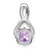 14k White Gold 7mm Cushion Amethyst and Diamond Chain Slide