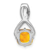 14k White Gold 7mm Cushion Citrine and Diamond Chain Slide