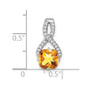 14k White Gold 7mm Cushion Citrine and Diamond Chain Slide