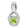 14k White Gold 7mm Cushion Peridot and Diamond Chain Slide