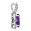 Oval Gemstone and Diamond Halo Pendants