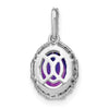 14k White Gold 9x7mm Oval Amethyst and Diamond Halo Pendant