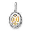 14k White Gold 9x7mm Oval Citrine and Diamond Halo Pendant