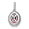 14k White Gold 9x7mm Oval Garnet and Diamond Halo Pendant