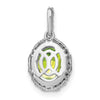 14k White Gold 9x7mm Oval Peridot and Diamond Halo Pendant