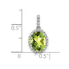 14k White Gold 9x7mm Oval Peridot and Diamond Halo Pendant