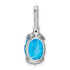 14k White Gold 10x8mm Oval Blue Topaz/Amethyst/Diamond Pendant