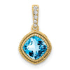 14k Cushion Blue Topaz and Diamond Pendant