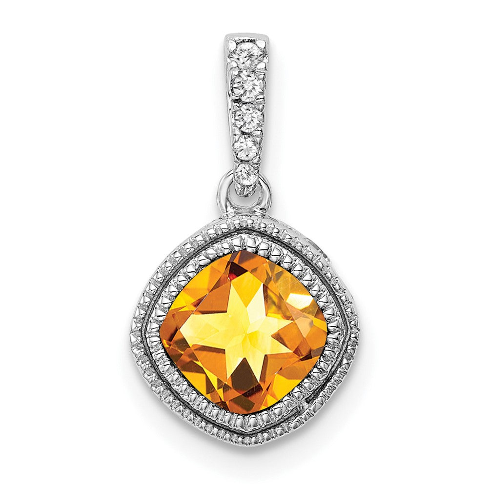 Cushion Gemstone & Diamond Pendants