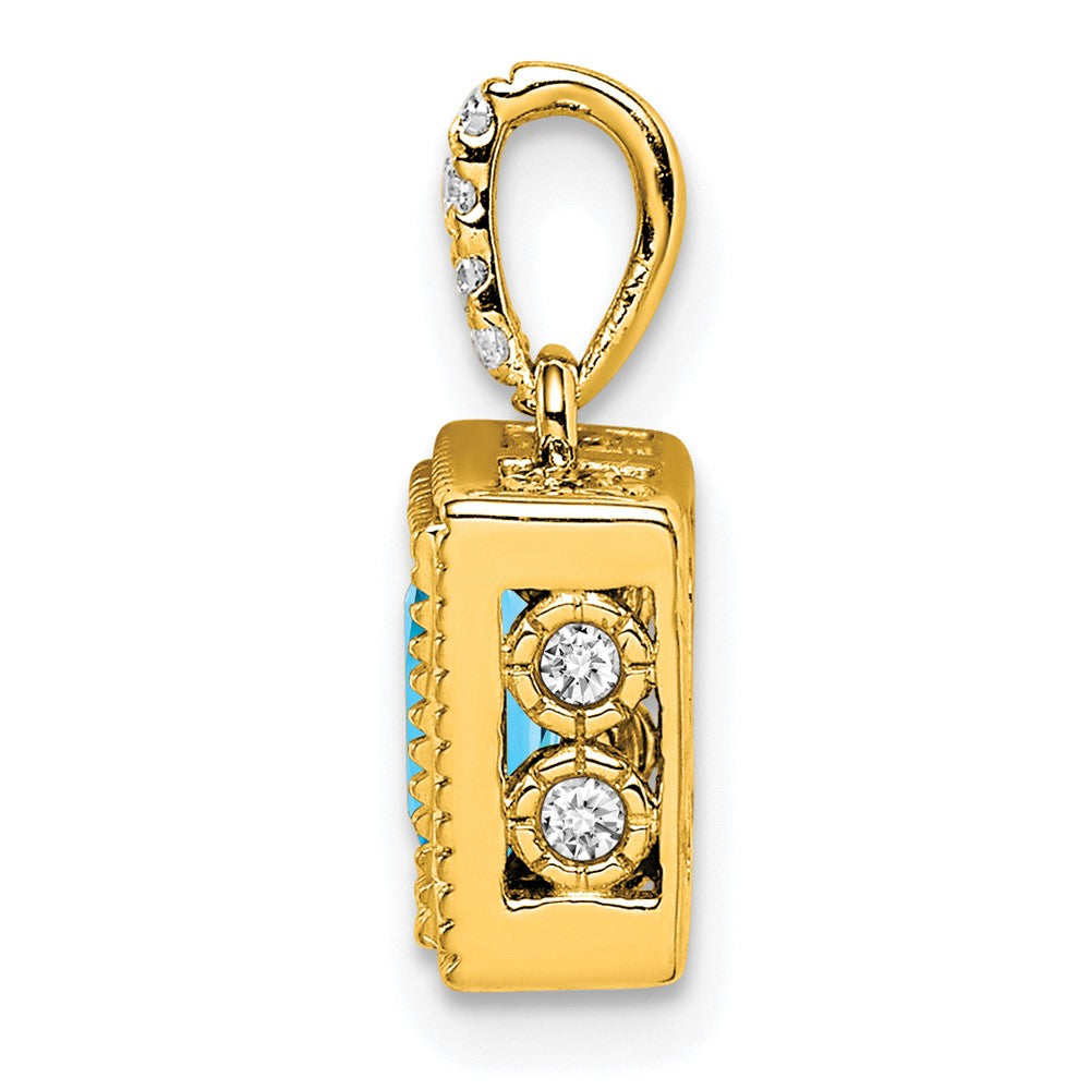 Square Gemstone & Diamond Pendant