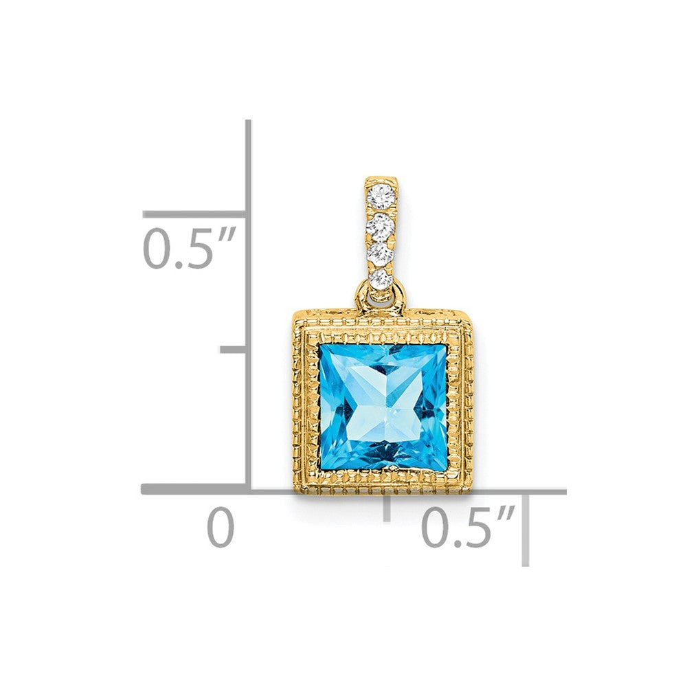 Square Gemstone & Diamond Pendant
