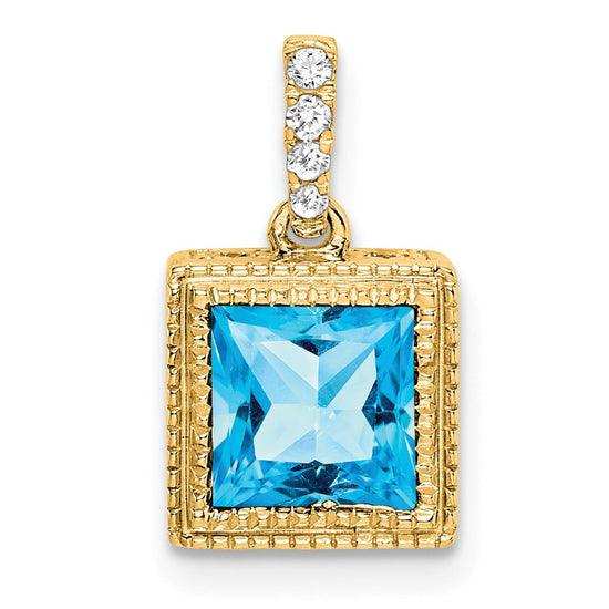 Square Gemstone & Diamond Pendant