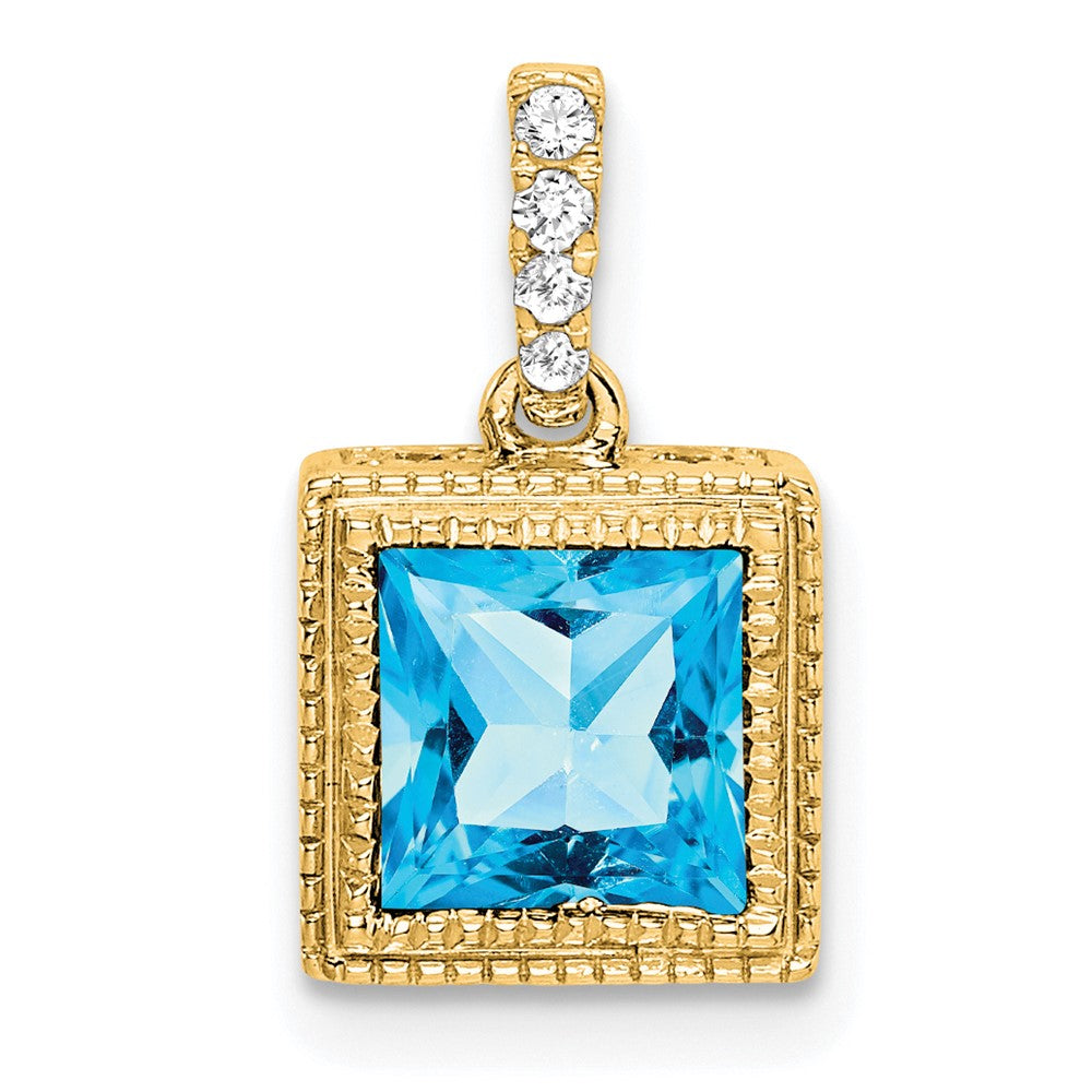 Square Gemstone & Diamond Pendant