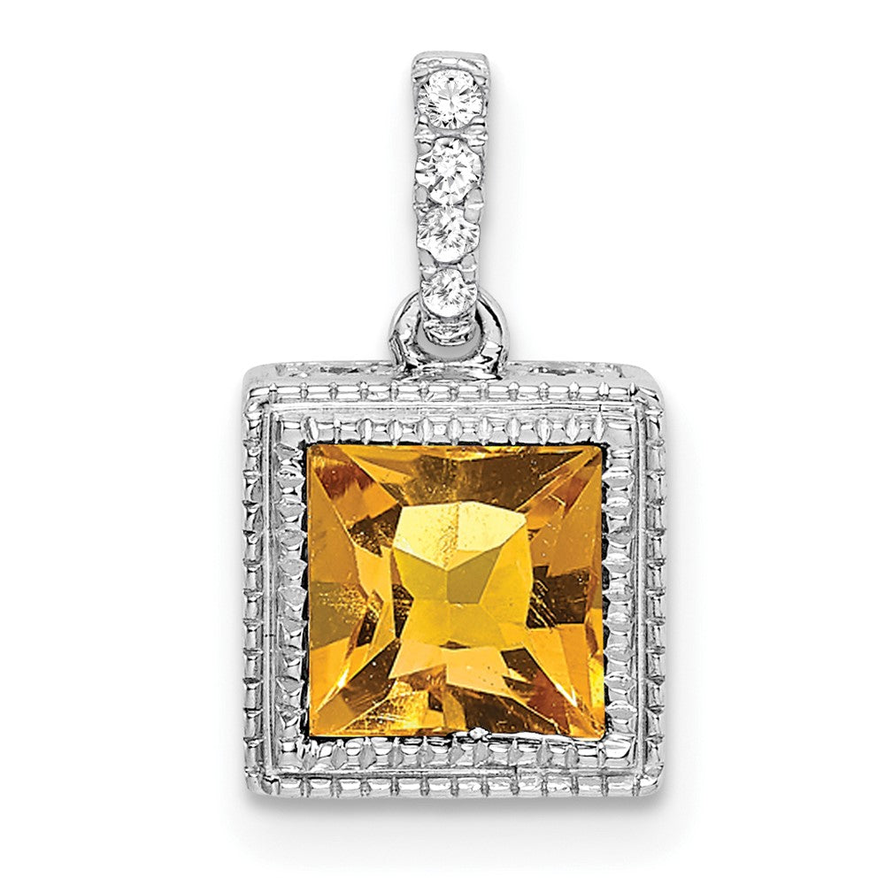 Square Gemstone & Diamond Pendant
