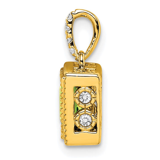 Square Gemstone & Diamond Pendant