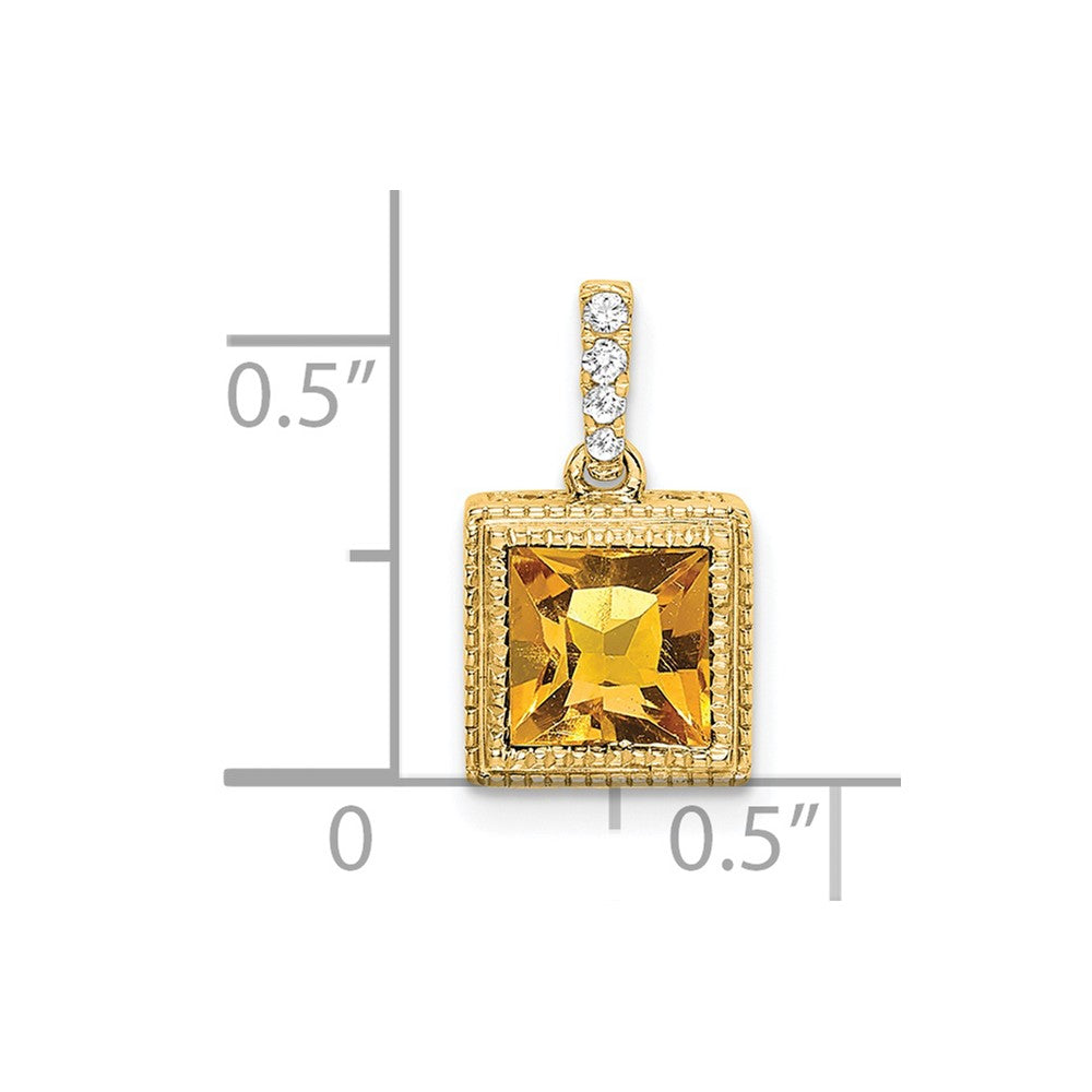 Square Gemstone & Diamond Pendant