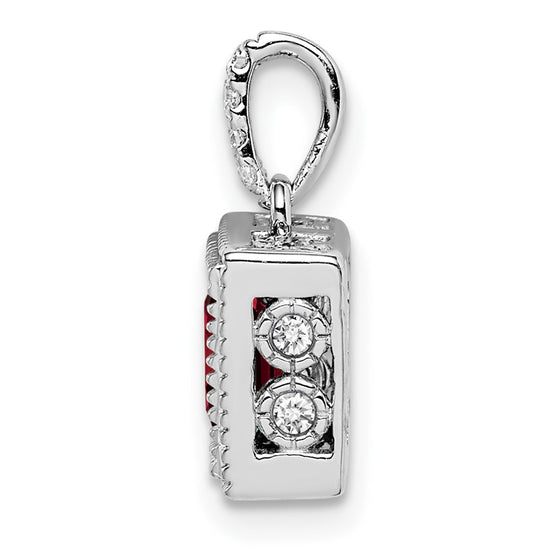 Square Gemstone & Diamond Pendant