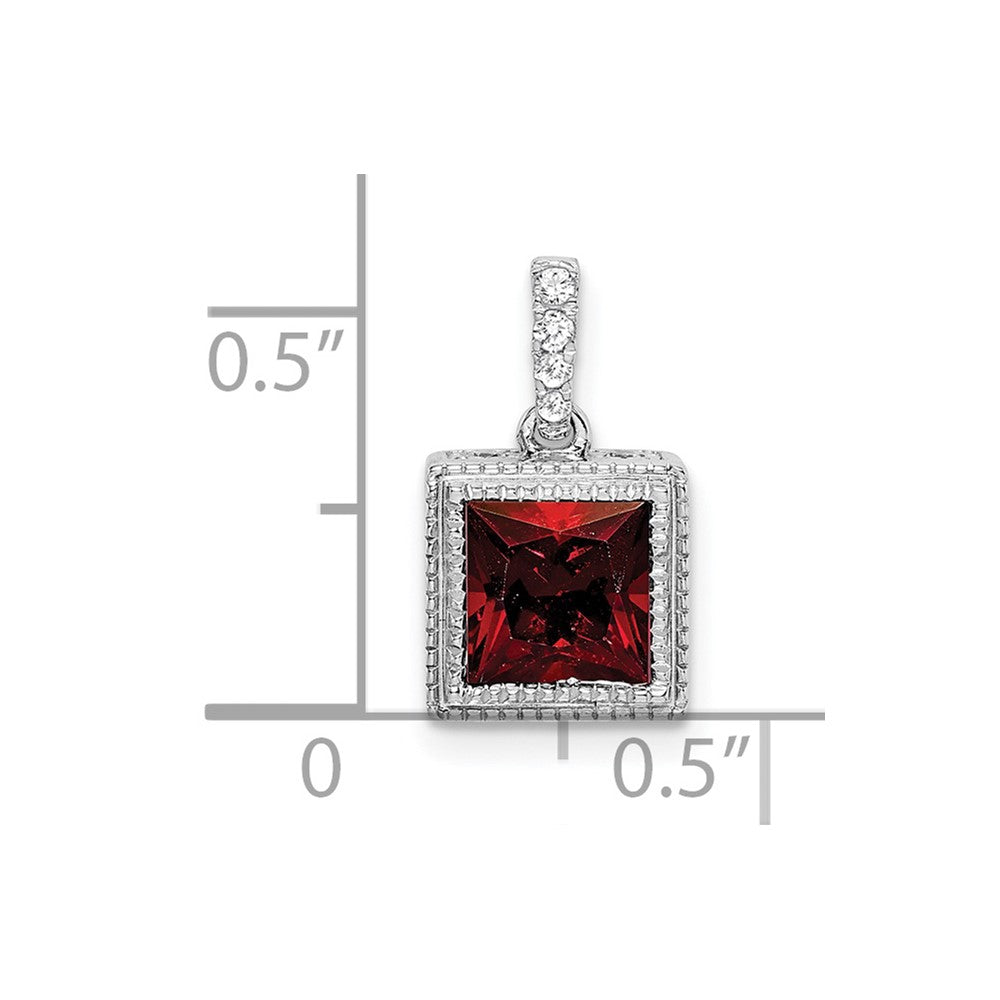 Square Gemstone & Diamond Pendant