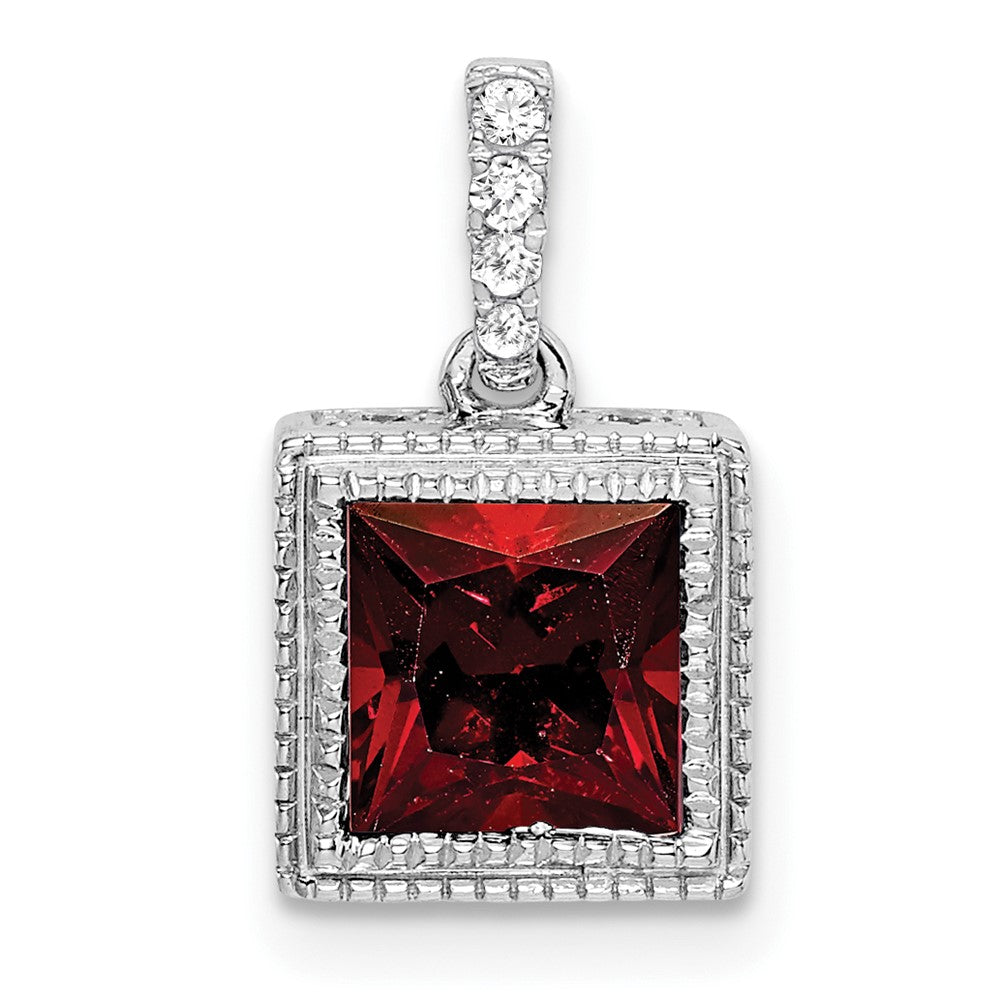 Square Gemstone & Diamond Pendant