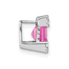 14k White Gold Square Lab Created Pink Sapphire and Diamond Chain Slide