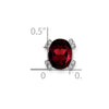 14k White Gold 9x7mm Oval Garnet and Diamond Chain Slide