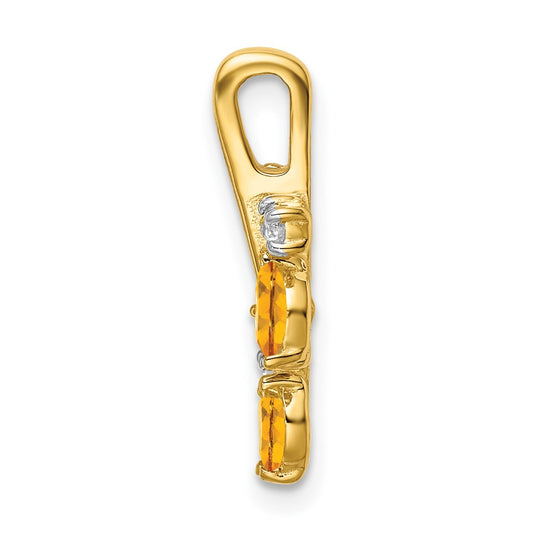 14k Marquise Citrine and Diamond Leaves Chain Slide