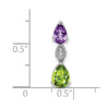14k White Gold Pear Amethyst/Peridot and Diamond Chain Slide