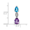 14k White Gold Pear Blue Topaz/Amethyst and Diamond Chain Slide