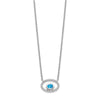 14k White Gold 4x3mm Oval Blue Topaz and Diamond 18 inch Necklace