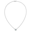 14k White Gold 4x3mm Oval Blue Topaz and Diamond 18 inch Necklace