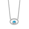14k White Gold 4x3mm Oval Blue Topaz and Diamond 18 inch Necklace