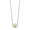 14k White Gold 4x3mm Oval Citrine and Diamond 18 inch Necklace