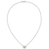 14k White Gold 4x3mm Oval Citrine and Diamond 18 inch Necklace